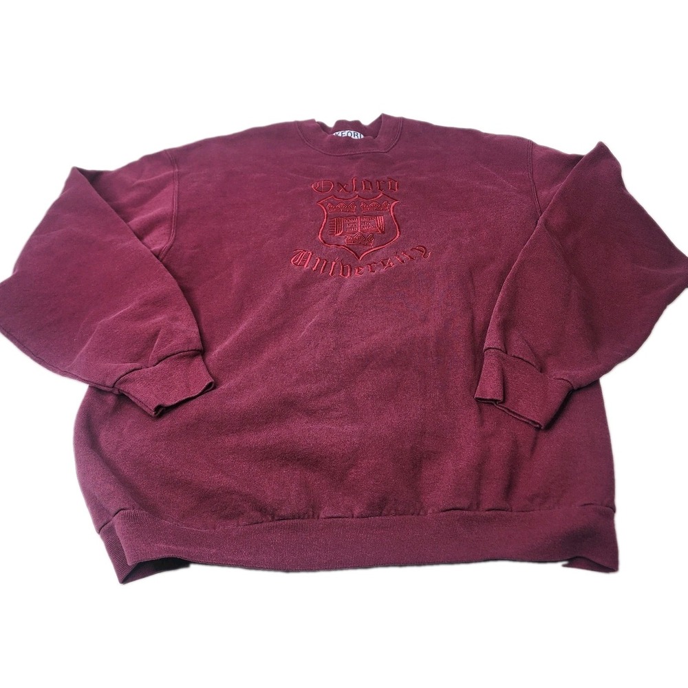 Oxford University Burgundy Embroidered XL Sweatshirt Sweater British Made
